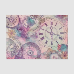 Papier Mousseline Steampunk vintage Floral