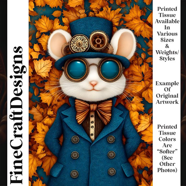 Papier Mousseline Steampunk Whimsy mignonne souris blanche T3 Découp (Créateur téléchargé)