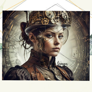 Papier Mousseline Steampunk Woman Decoupage vé3