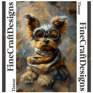 Papier Mousseline Steampunk Yorkie Peinture à l'huile Découpage droi