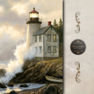 Papier Mousseline Stormlit Lighthouse By The Sea Decoupage