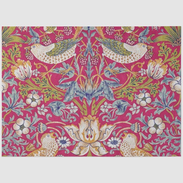 Papier Mousseline Strawberry Thief, William Morris (Recto)