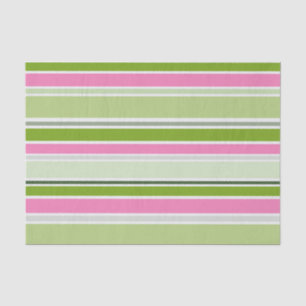 PAPIER MOUSSELINE STRIPES BLANCHES ROSES VERTES