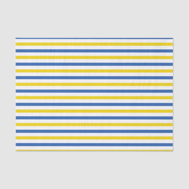 PAPIER MOUSSELINE STRIPES BLANCS JAUNES BLEUS (Recto)