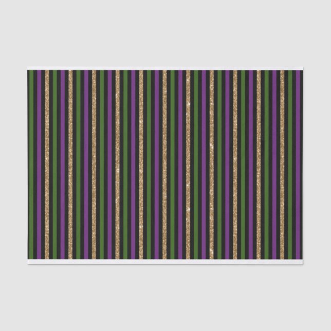 PAPIER MOUSSELINE STRIPES MARDI GRAS ROUGE VERT NOIR (Recto)