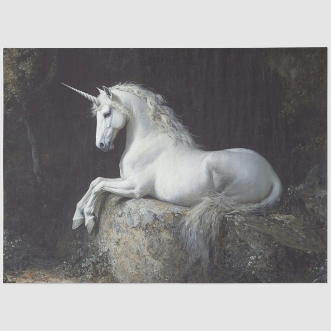 Papier Mousseline Style antique Unicorn Peinture Découpage (Recto)