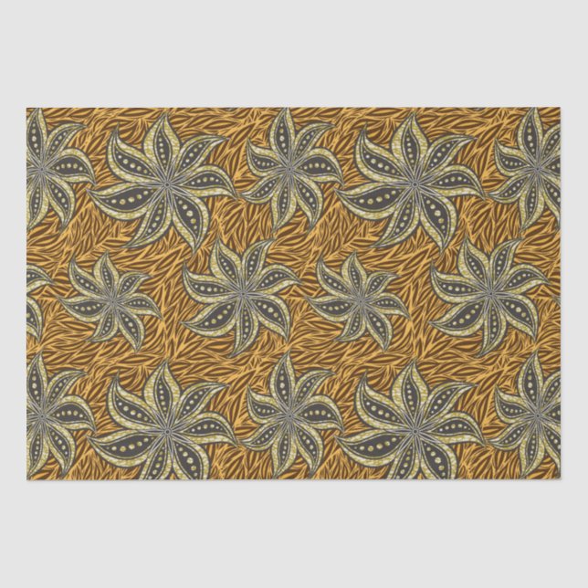 Papier Mousseline Style Batik Floral Abstrait africain (Recto)