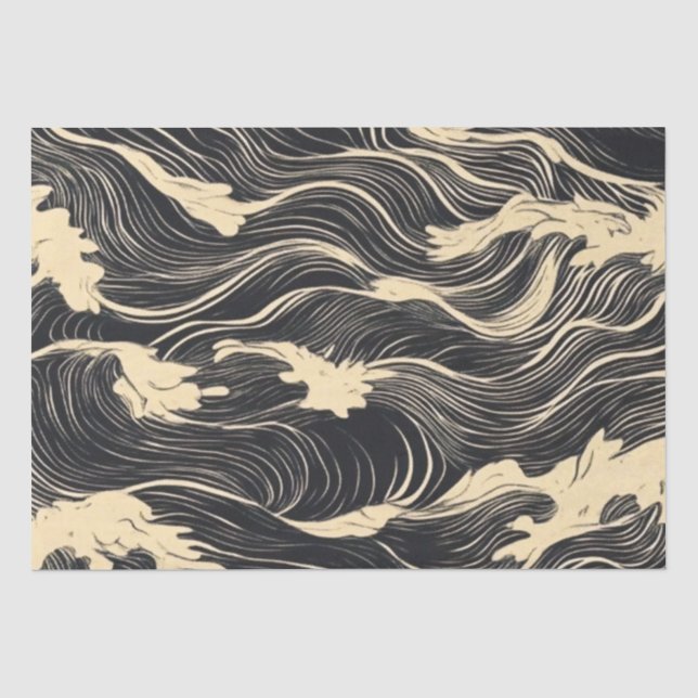 Papier Mousseline Style côtier Motif vague (Recto)