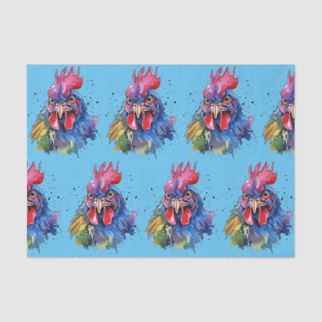 Papier Mousseline Style d'aquarelle de poulet du coq du pays (Recto)