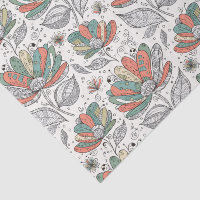 Style d'art de gribouillage abstrait floral pêche