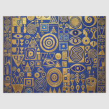 Style Klimt Bleu+Or Renaissance Égyptienne