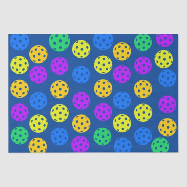 Papier Mousseline Style Rétro Néon Bleu Thème Pickleball Anniversair (Recto)