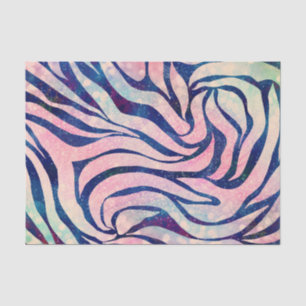 Papier Mousseline Stylish Metallic Blue & Holographic Zebra Print