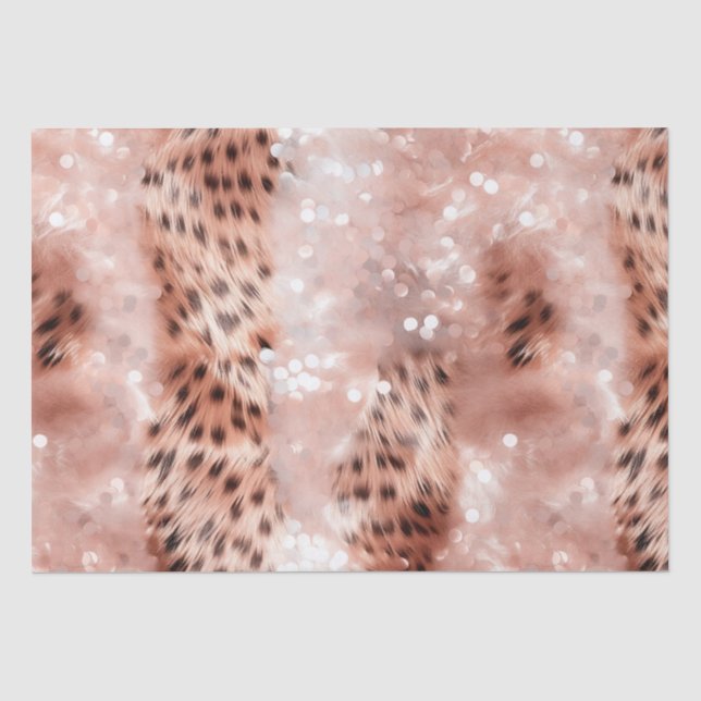 Papier Mousseline Stylish Rose rose rose or Leopard Glitz (Recto)