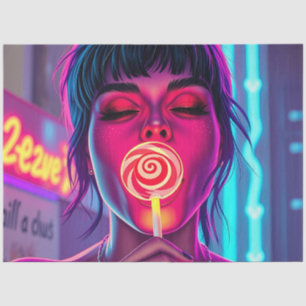Papier Mousseline Sucette Néon Pop Art – Fille de bonbon Cyberpunk