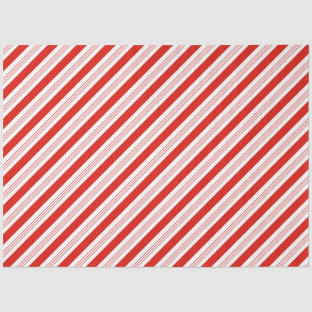 Papier Mousseline Sucre de canne de Noël rouge rayures festives (Recto)