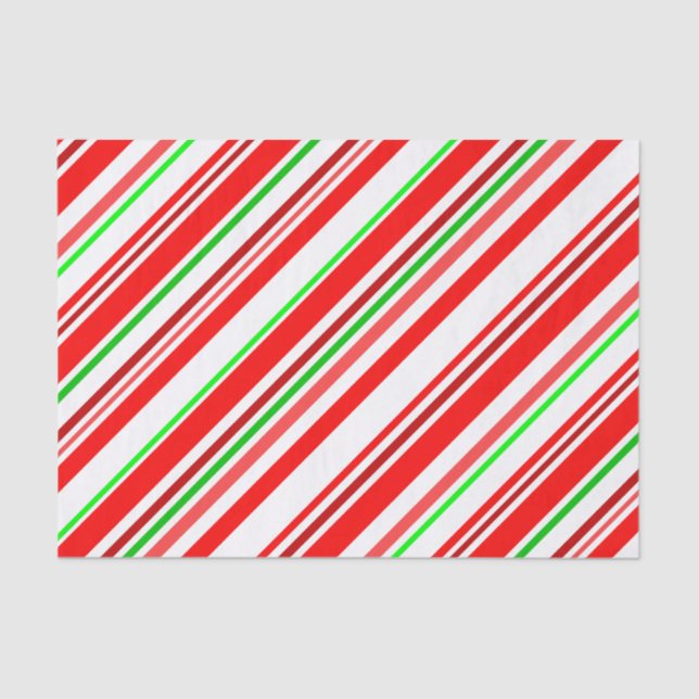 Papier Mousseline sucre de canne rayures Diagonal Motif Rouge Vert (Recto)