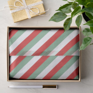 Papier Mousseline Sucre de canne rétro rayé rouge vert Noël