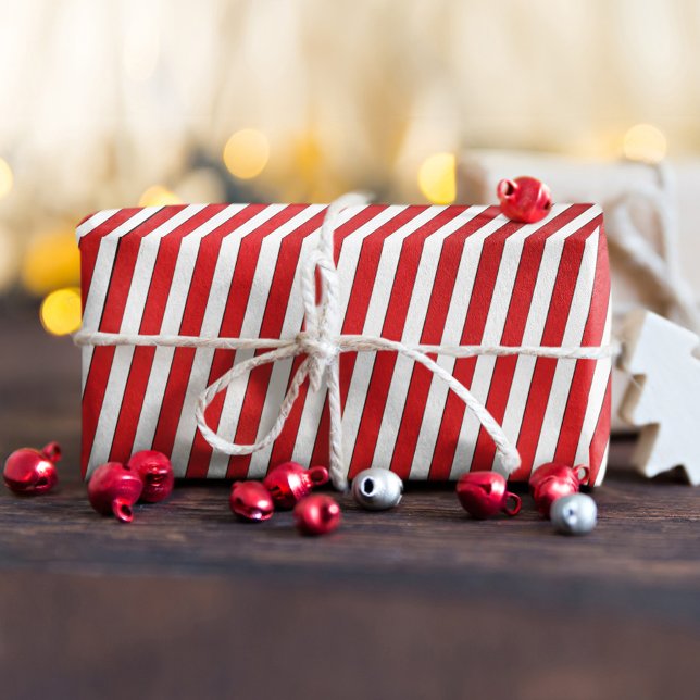 Papier Mousseline Sucre de canne Stripes vacances Noël Whimsical (Simple red and white striped tissue paper)