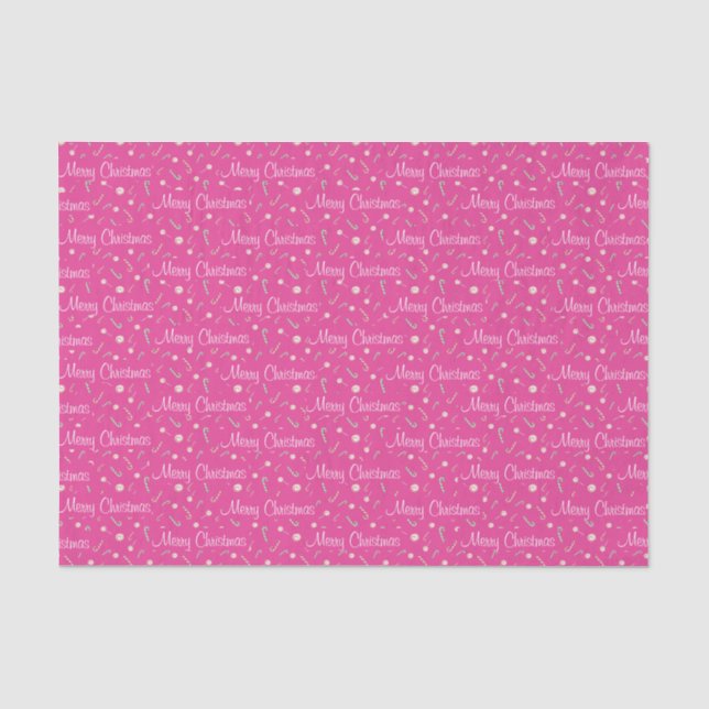 Papier Mousseline Sucres de canne & Bon Bons Joyeux Noël rose (Recto)