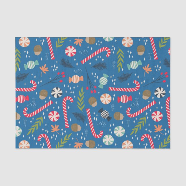 Papier Mousseline Sucres de canne et bonbons de Noël enveloppés (Recto)