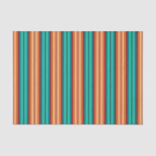 Papier Mousseline Sud-Ouest Orange rouge Turquoise arc-en-ciel rayur (Recto)