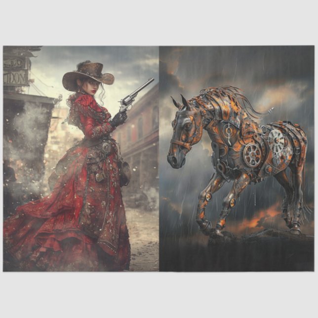 Papier Mousseline Sue Steampunk & Western Lady (Recto)