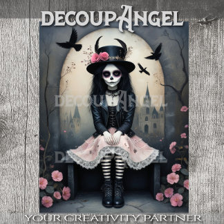 Papier Mousseline Sugar Skull Gothic Girl Decoupage