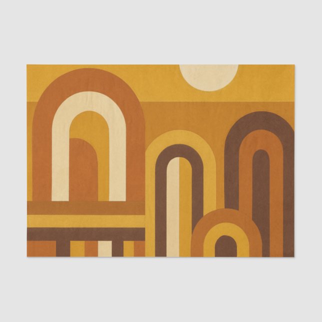 Papier Mousseline Sun & Arches Mid Century Modern Geometric Design (Recto)