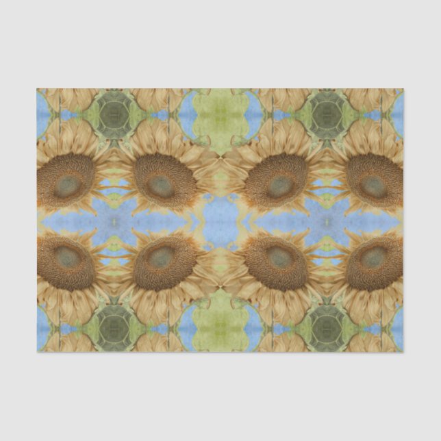 Papier Mousseline Sunflower Blue Sky Floral Country Découpage (Recto)