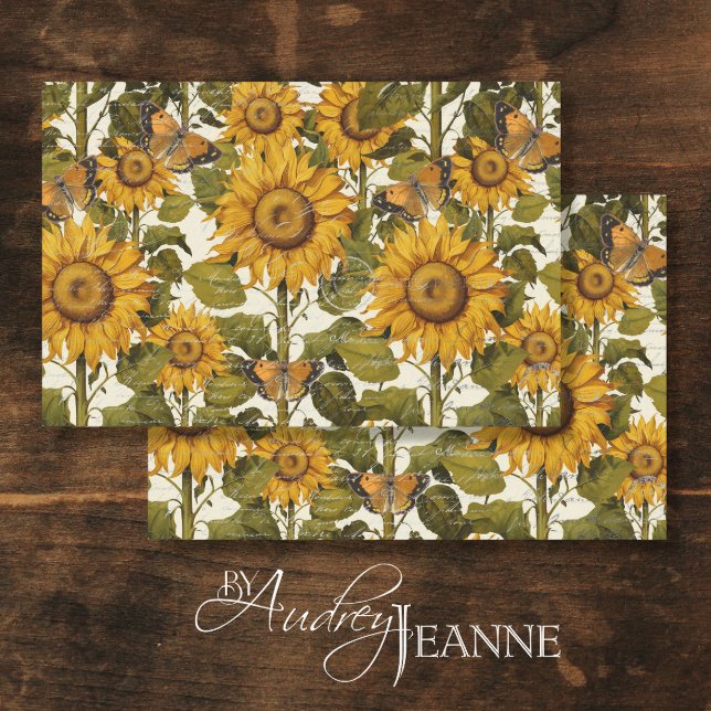 Papier Mousseline Sunflower Fall Floral Butterfly Ephemera Decoupage (Créateur téléchargé)