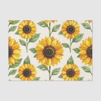 Papier Mousseline Sunflower Floral Seamless Pattern Bright Yellow