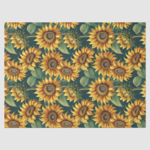 Papier Mousseline Sunflower Morning on Deep Green Tissue Paper