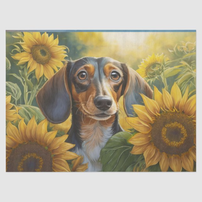 Papier Mousseline Sunflower Puppy Love, Dachshund (Recto)