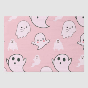Papier Mousseline Super mignon Fantômes blancs clair rose Halloween