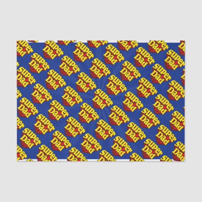Papier Mousseline Super Papa Rouge Jaune Bleu Fête des pères Superhe (Recto)