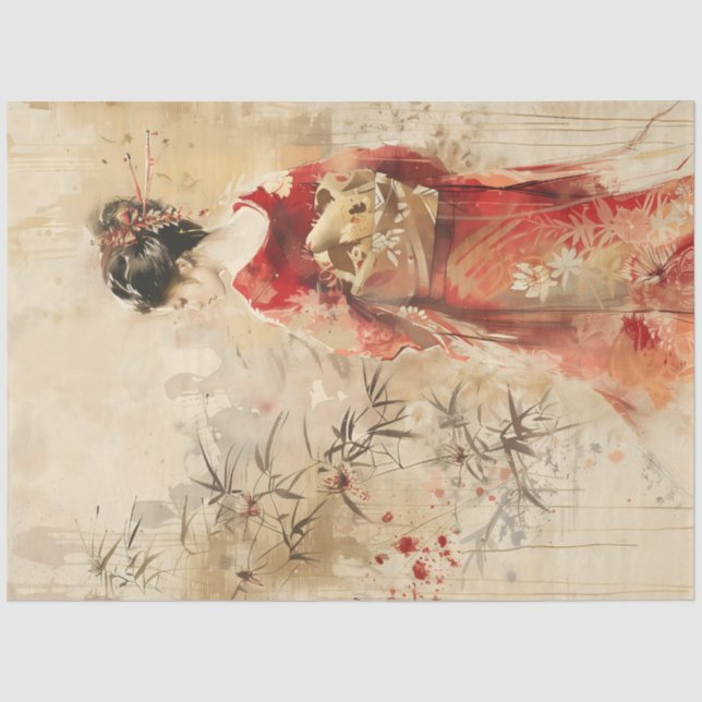 Papier Mousseline Superbe Geisha Standing (Recto)