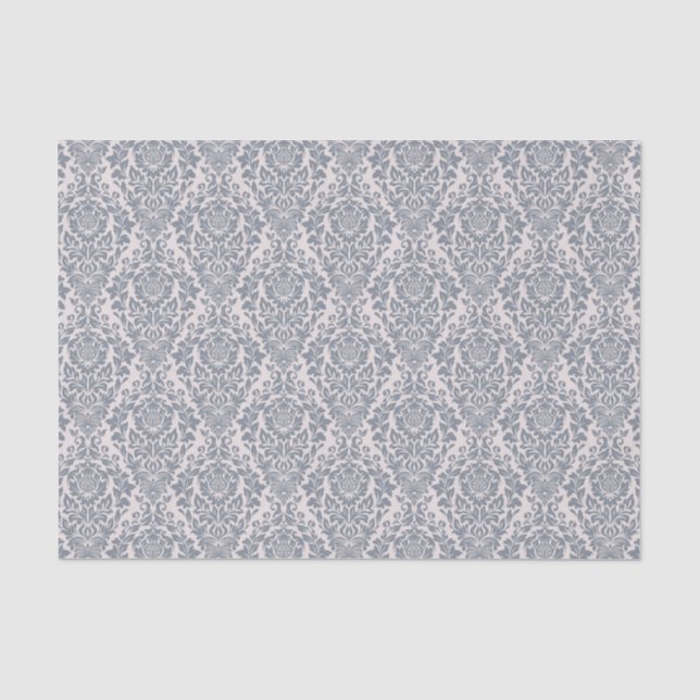 Papier Mousseline Superbe motif gris Damas (Recto)