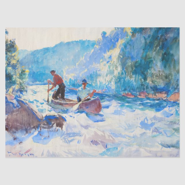 Papier Mousseline Sur les rapides par Frank Weston Benson (Recto)