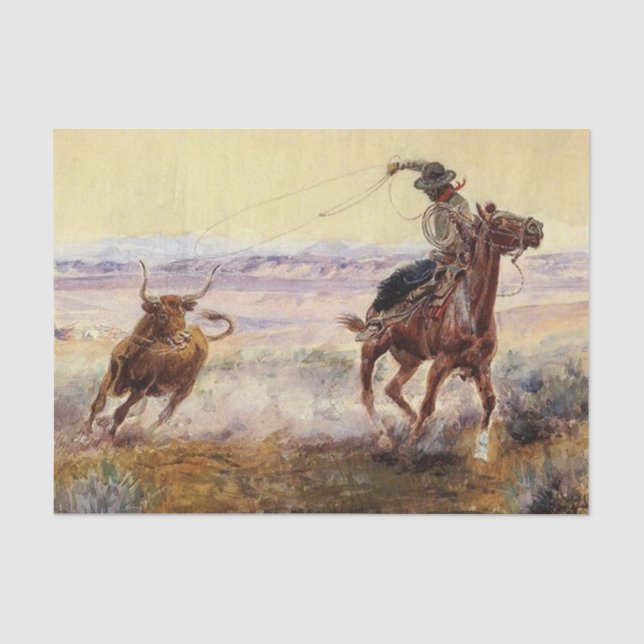 Papier Mousseline "Sur l'étang" de Charles M Russell (Recto)