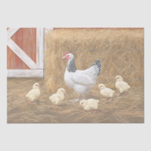 Papier Mousseline Sussex Chicken Mama Hen et Chicks