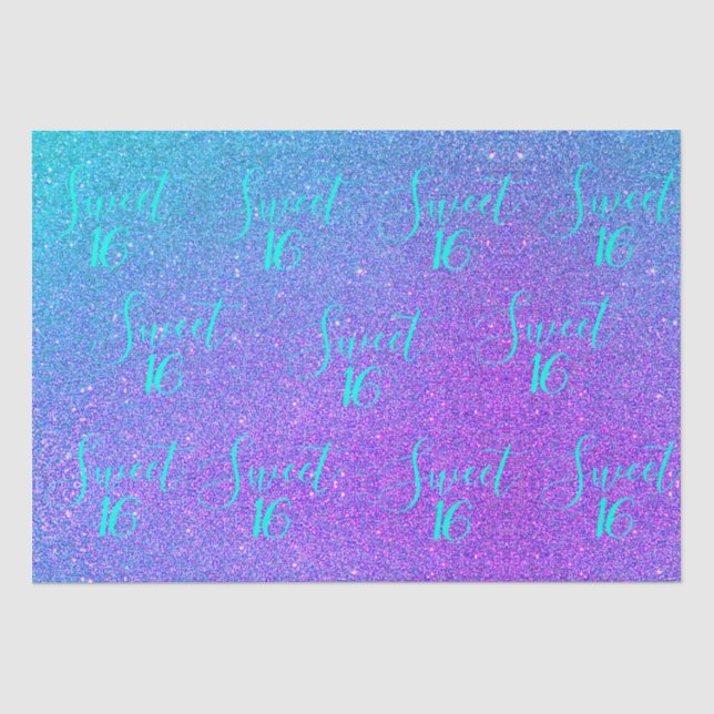 Papier Mousseline Sweet 16 Turquoise Parties scintillant violet Fill (Recto)