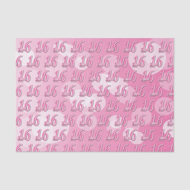 Papier Mousseline Sweet 16 Word Art | 16e anniversaire (Recto)