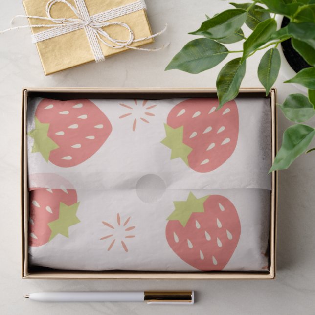 Papier Mousseline Sweet Strawberries Pattern Tissue Paper (Cadeau)