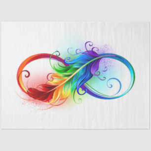 Papier Mousseline Symbole d'infini avec plume arc-en-ciel