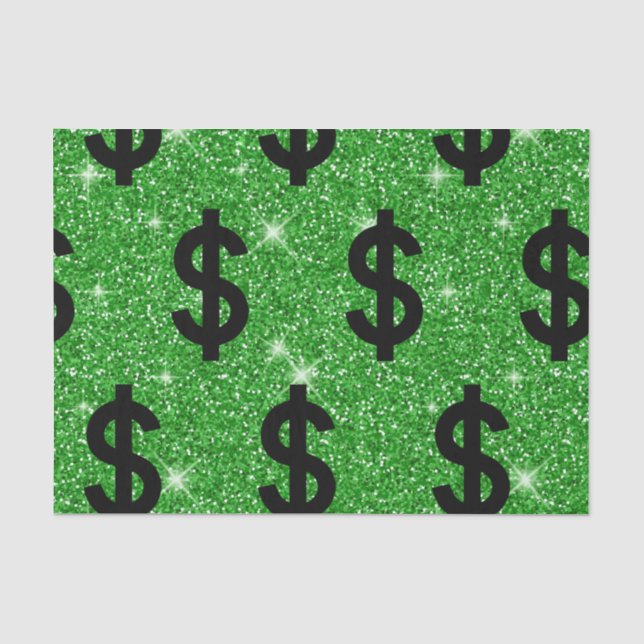 Papier Mousseline SYMBOLE Dollar Noir Argent Entrepreneur Wall Stree (Recto)