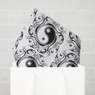 Papier Mousseline Symbole Yin & Yang Tatouage Noir et Blanc