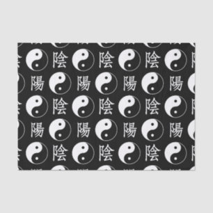 Papier Mousseline Symbole Yinyang noir Motif de texte chinois