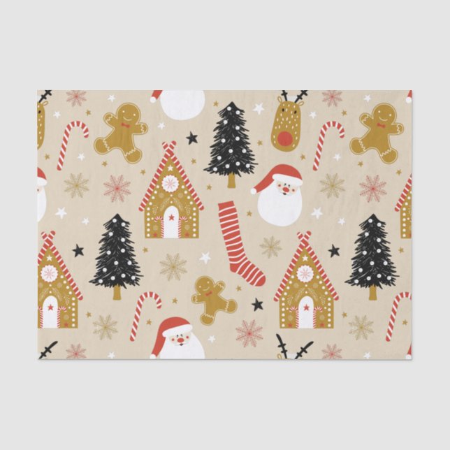 Papier Mousseline Symboles de Noël mignons Motif (Recto)