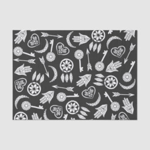 Papier Mousseline Symboles populaires noirs et blancs modernes
